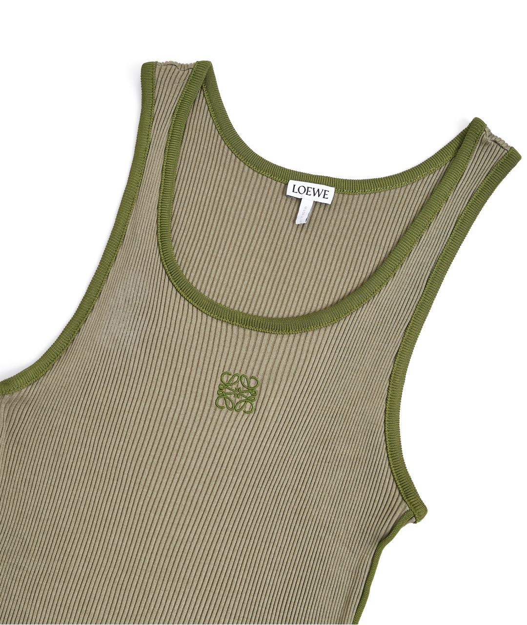 LOEWE Хаки шелковая майка, фото 3