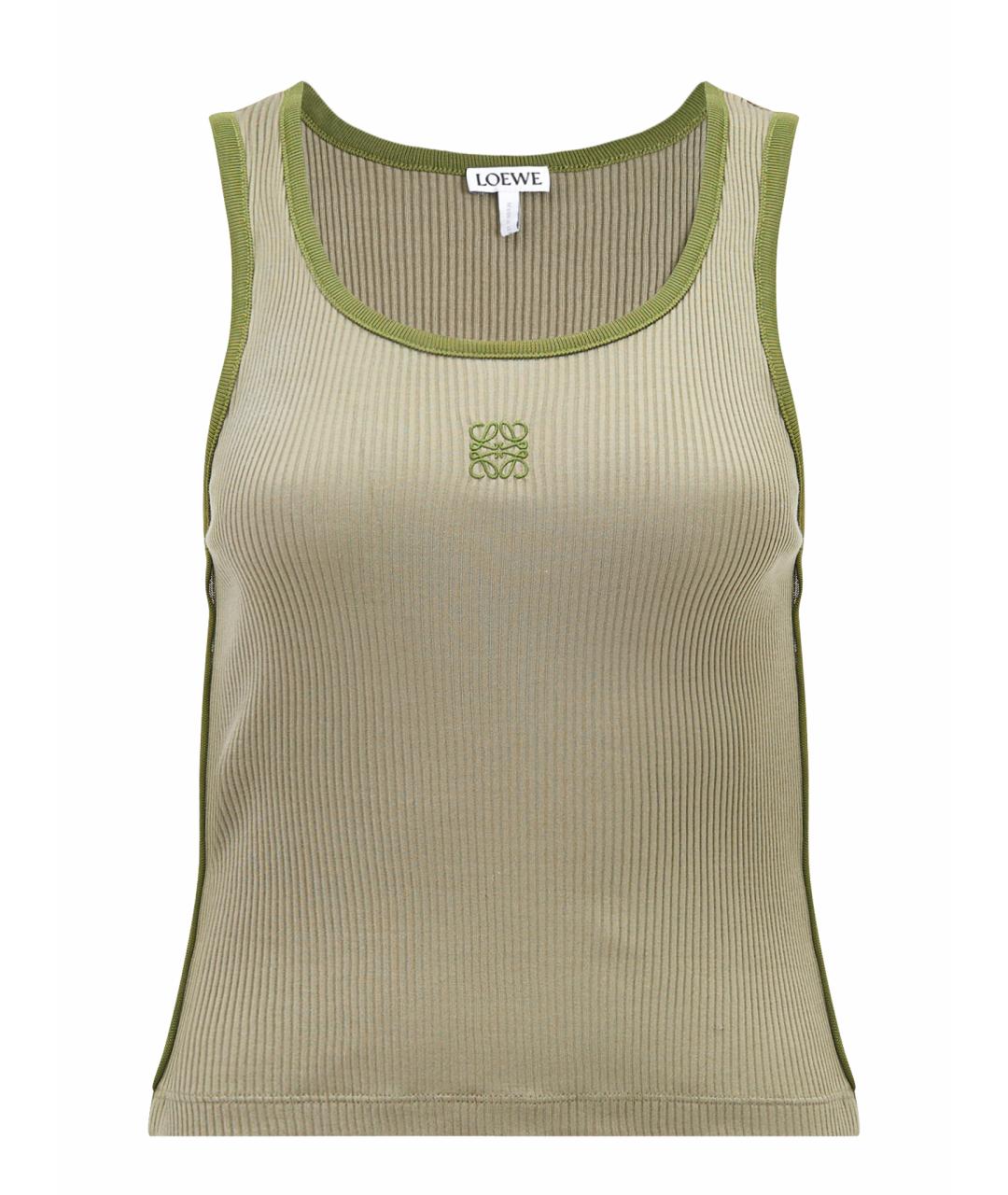 LOEWE Хаки шелковая майка, фото 1