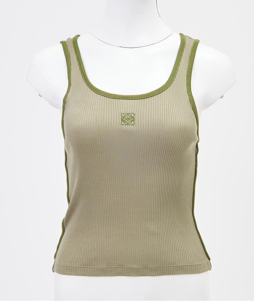 LOEWE Хаки шелковая майка, фото 7