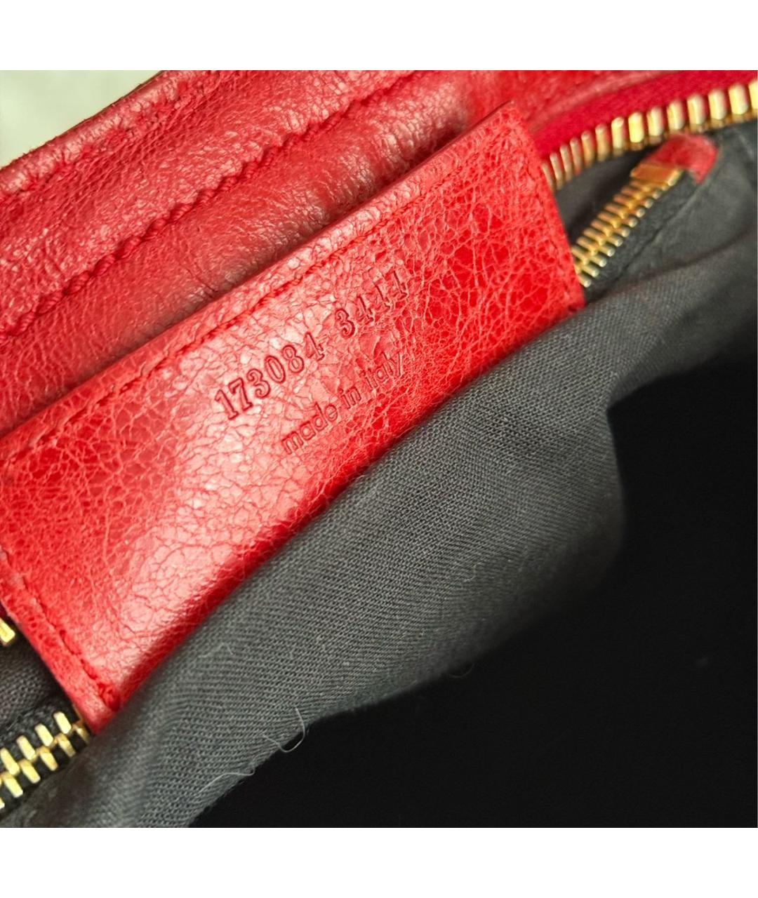 BALENCIAGA Красная кожаная сумка с короткими ручками, фото 8