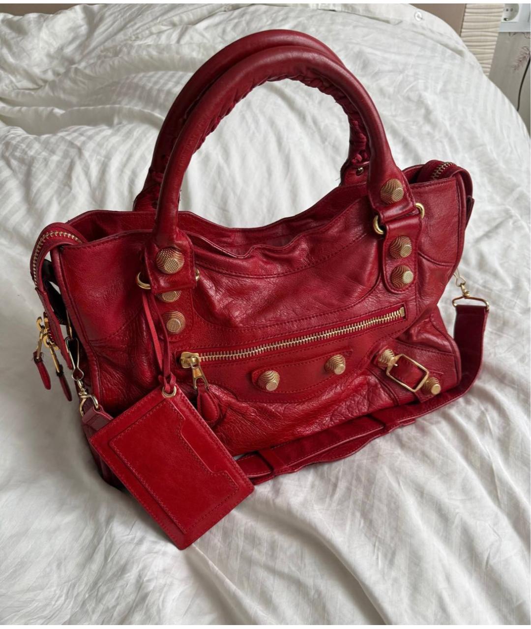 BALENCIAGA Красная кожаная сумка с короткими ручками, фото 2