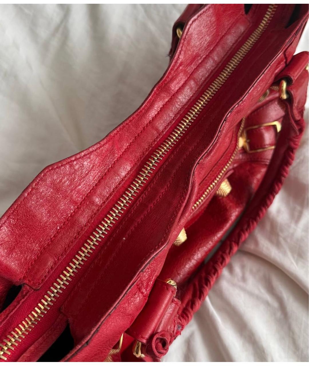 BALENCIAGA Красная кожаная сумка с короткими ручками, фото 5