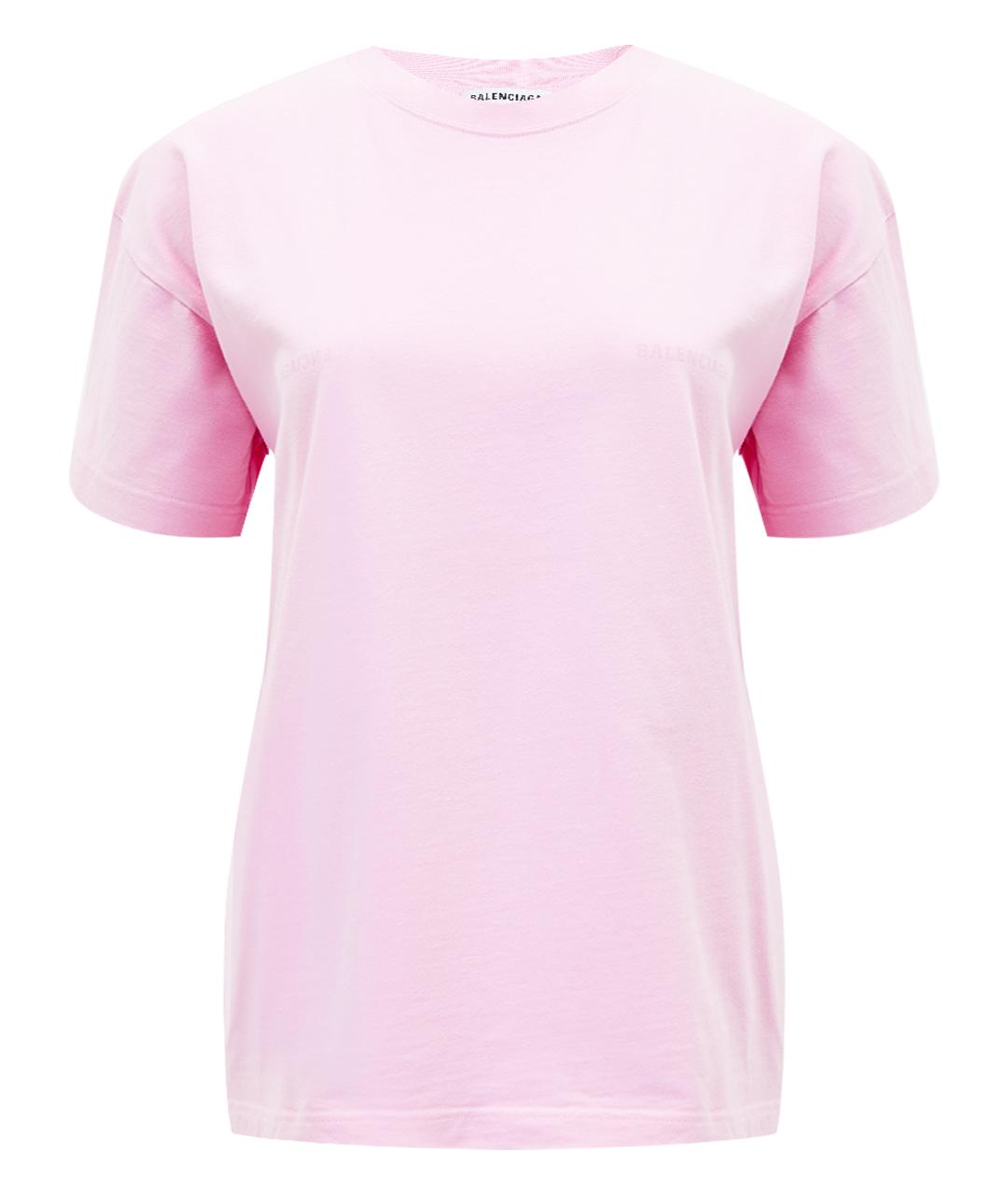 BALENCIAGA Розовая хлопковая футболка, фото 1