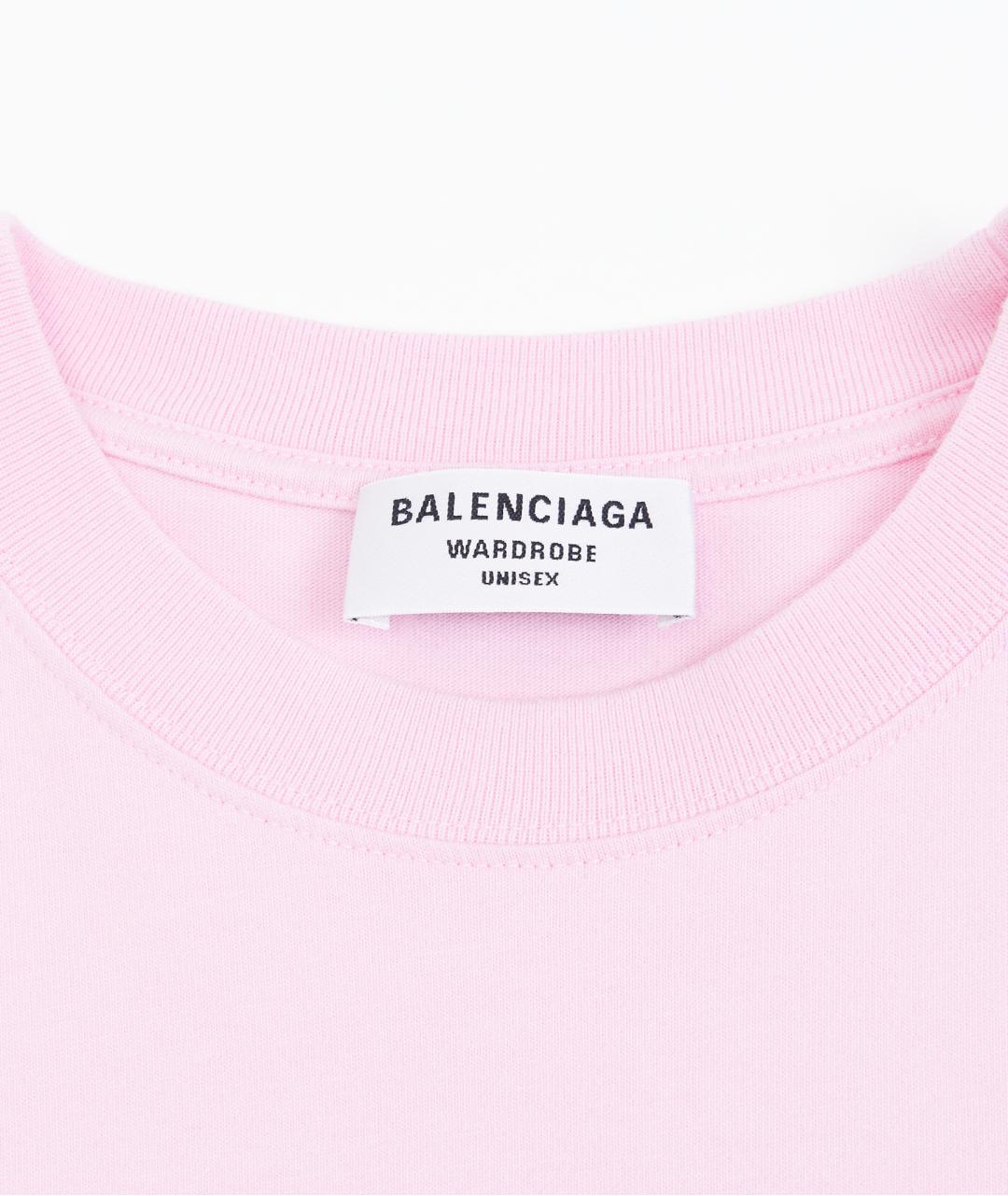 BALENCIAGA Розовая хлопковая футболка, фото 3