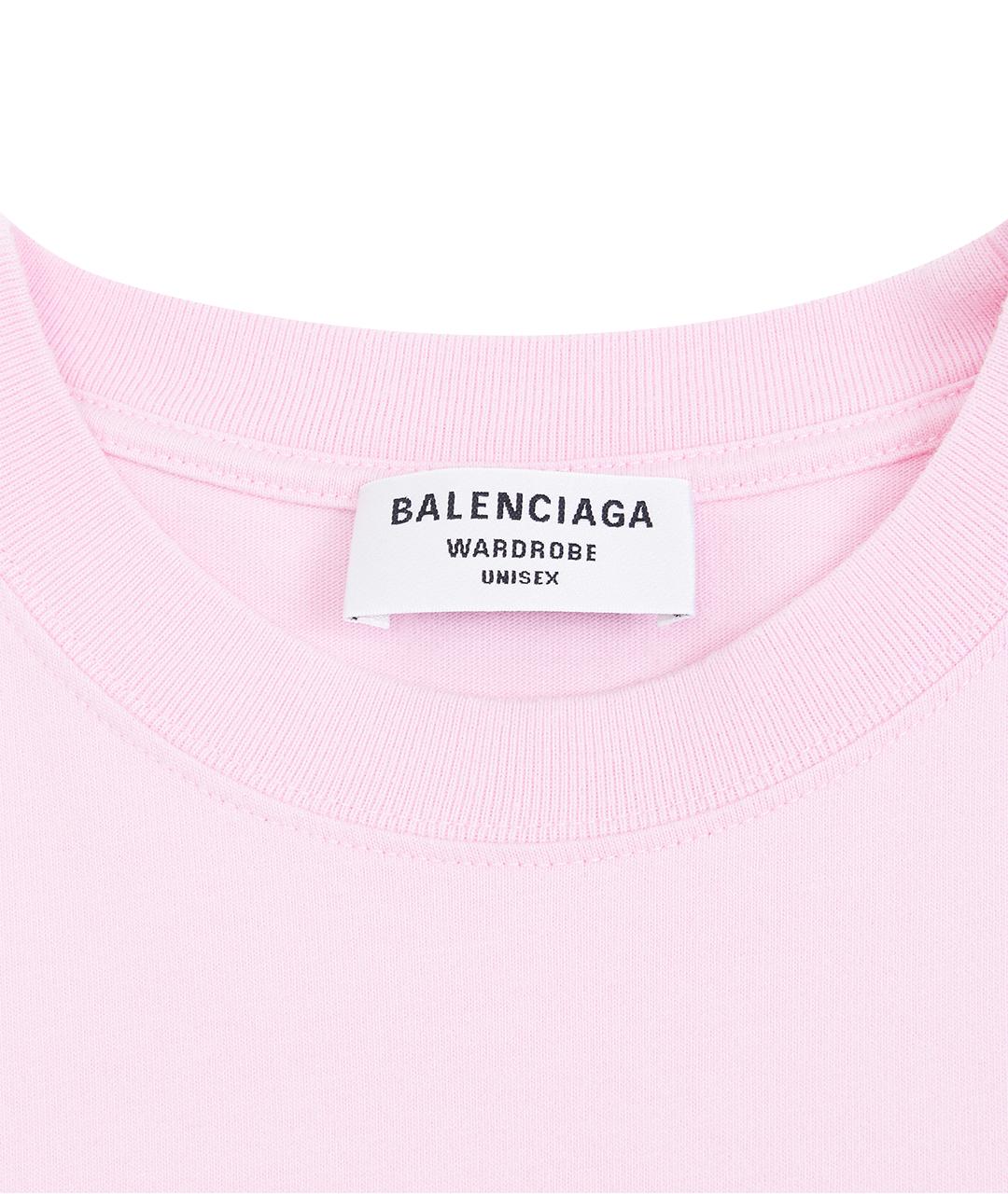 BALENCIAGA Розовая хлопковая футболка, фото 13