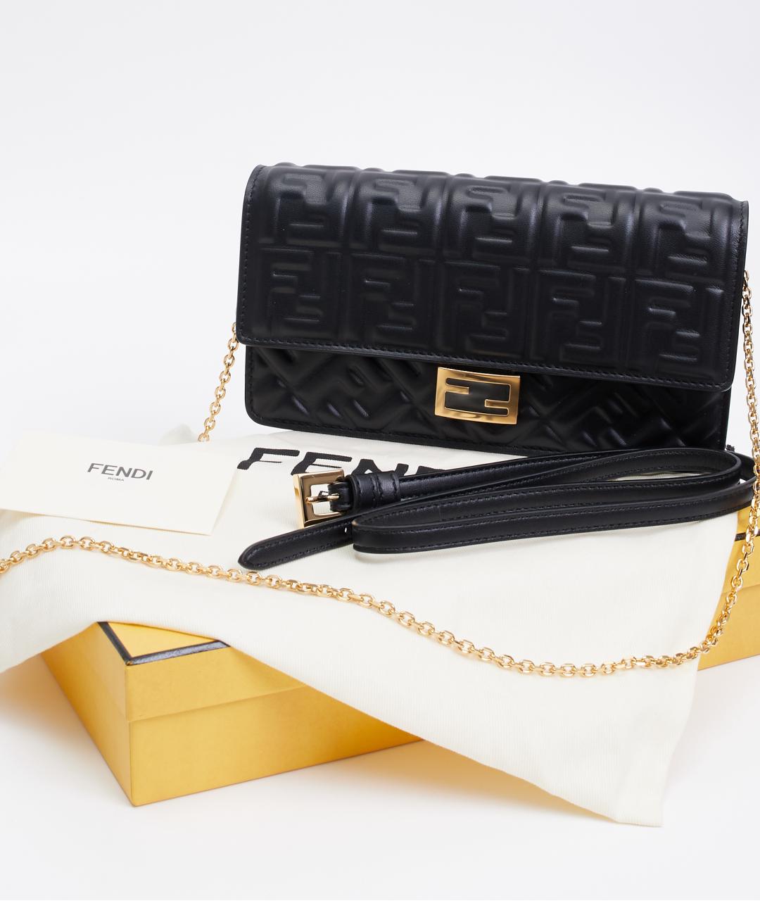 FENDI Черная кожаная сумка через плечо, фото 7