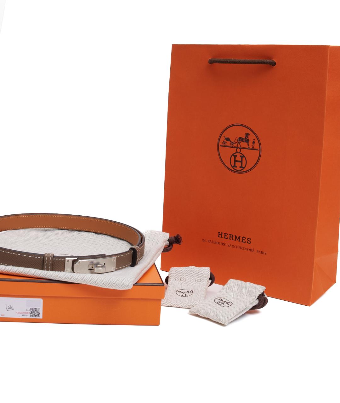 HERMES Бежевый кожаный ремень, фото 5