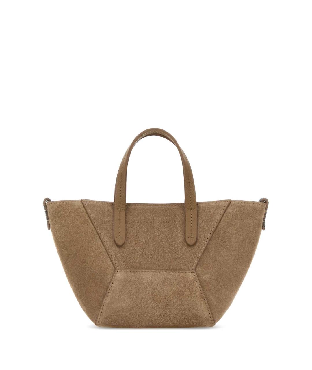 BRUNELLO CUCINELLI Бежевая замшевая сумка тоут, фото 1