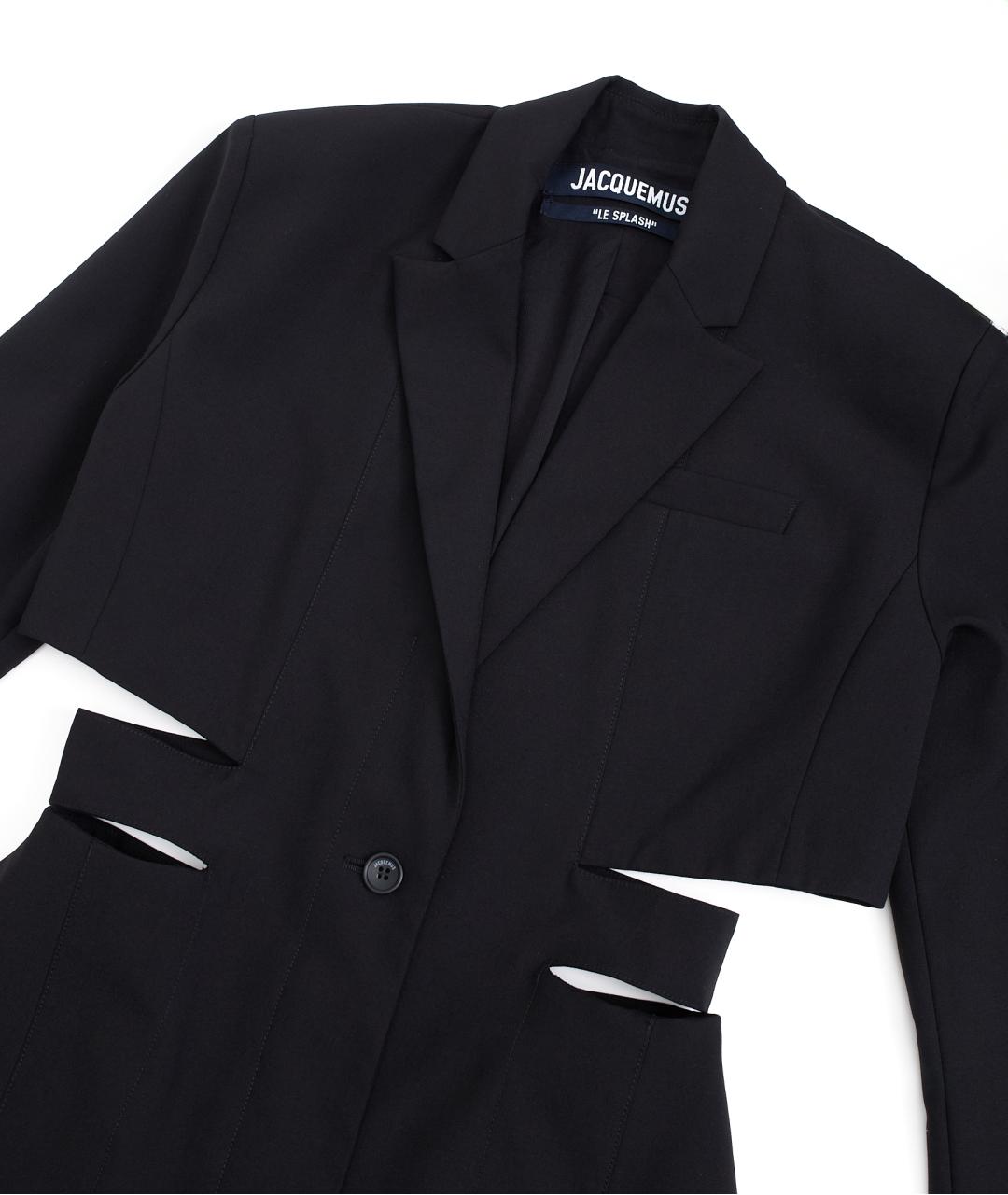 JACQUEMUS Черное шерстяное повседневное платье, фото 6