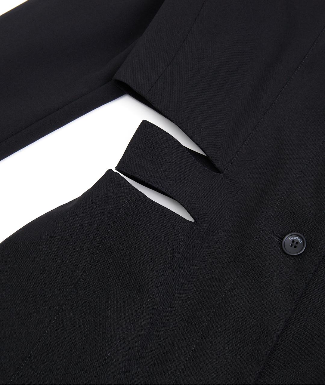 JACQUEMUS Черное шерстяное повседневное платье, фото 7