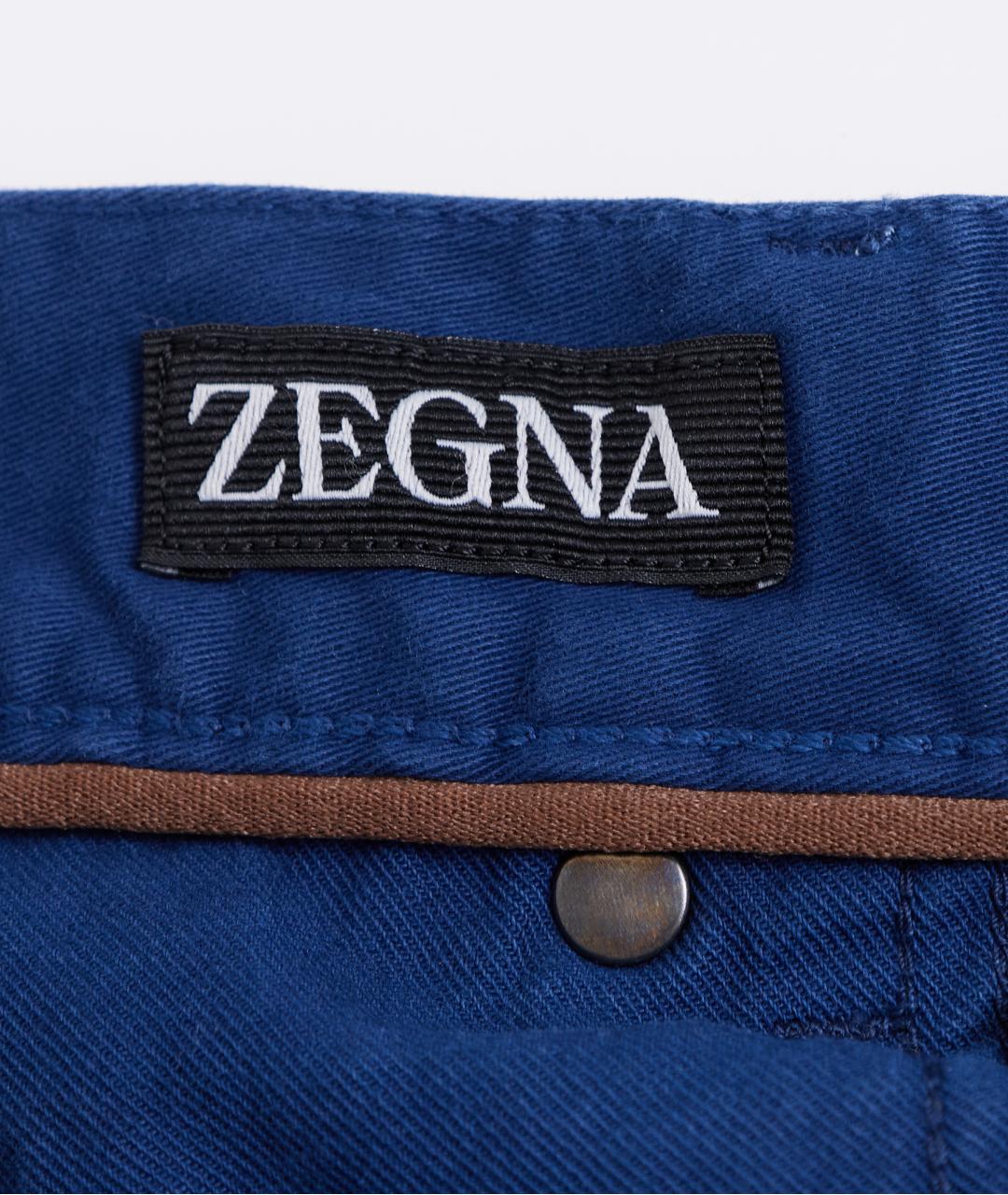 ZEGNA Синие хлопковые повседневные брюки, фото 5