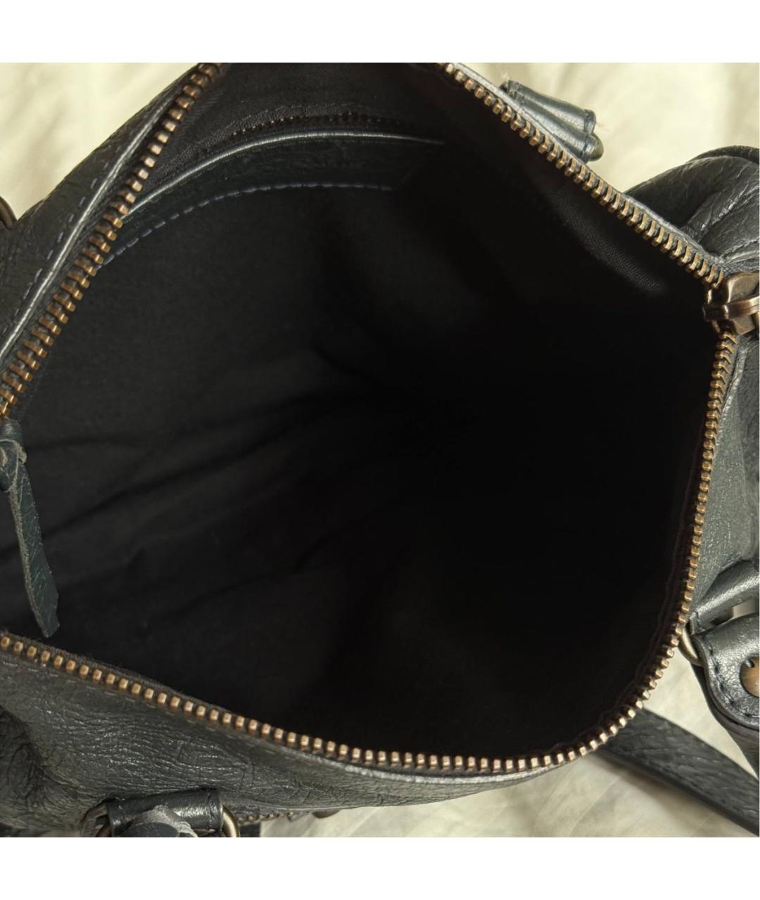 BALENCIAGA Серая кожаная сумка с короткими ручками, фото 5