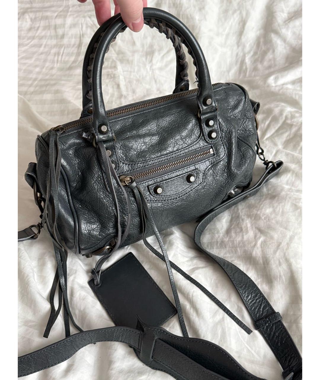 BALENCIAGA Серая кожаная сумка с короткими ручками, фото 8