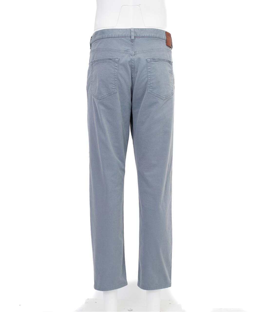 ZEGNA Серые хлопковые повседневные брюки, фото 2