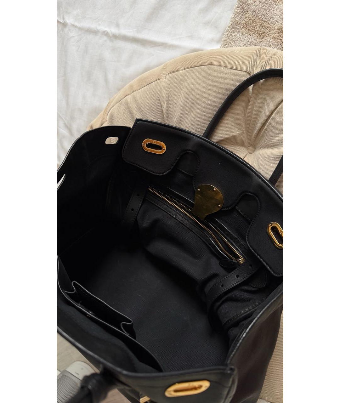 RALPH LAUREN Черная кожаная сумка тоут, фото 6