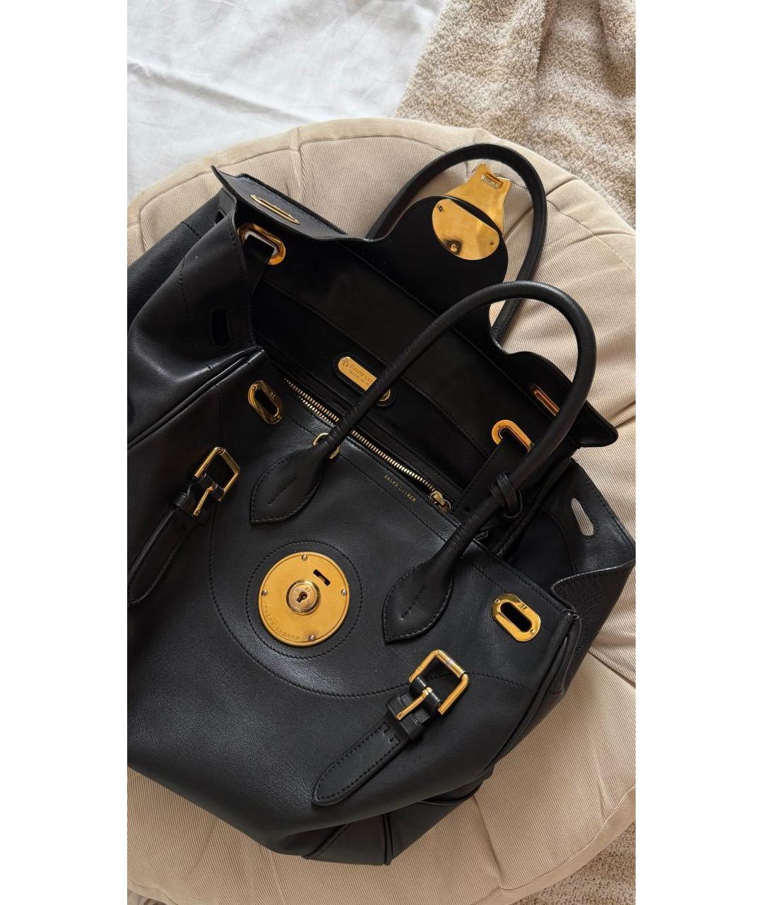 RALPH LAUREN Черная кожаная сумка тоут, фото 4