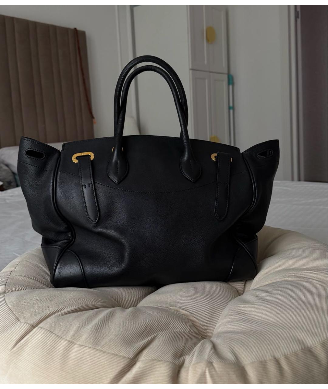 RALPH LAUREN Черная кожаная сумка тоут, фото 3