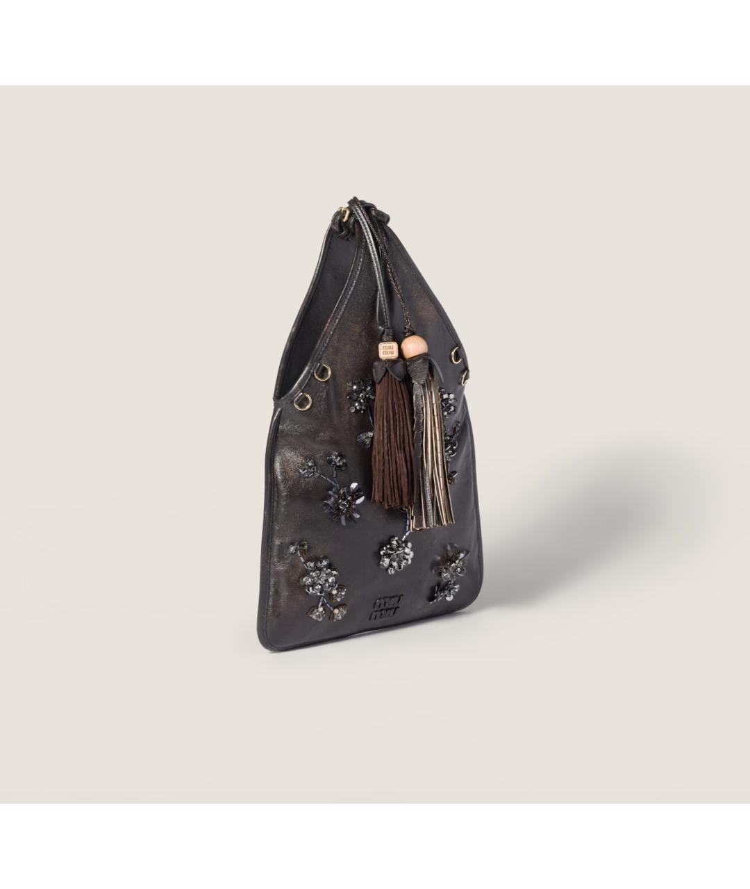 MIU MIU Черная кожаная сумка с короткими ручками, фото 3