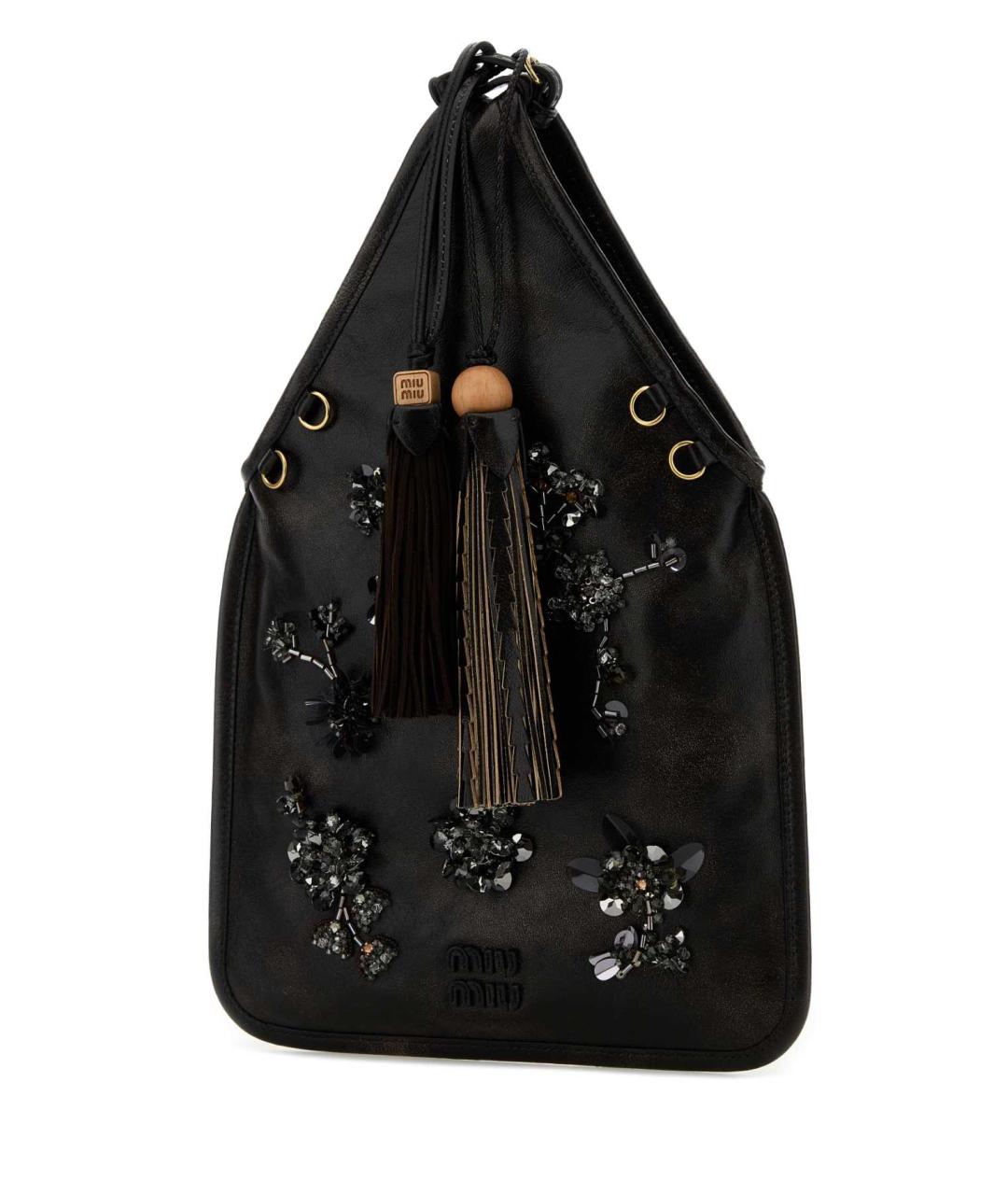MIU MIU Черная кожаная сумка с короткими ручками, фото 2
