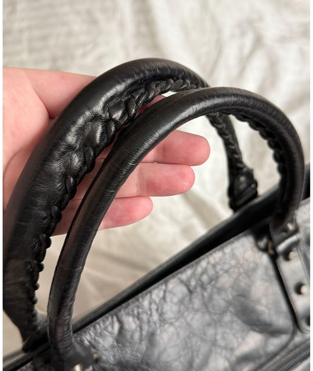 BALENCIAGA Черная кожаная сумка тоут, фото 3