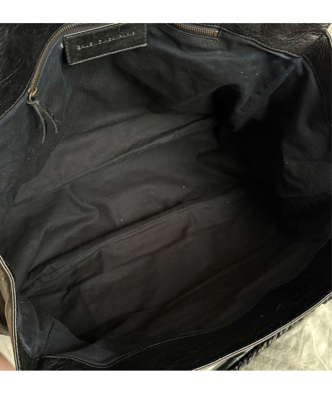 BALENCIAGA Черная кожаная сумка тоут, фото 4