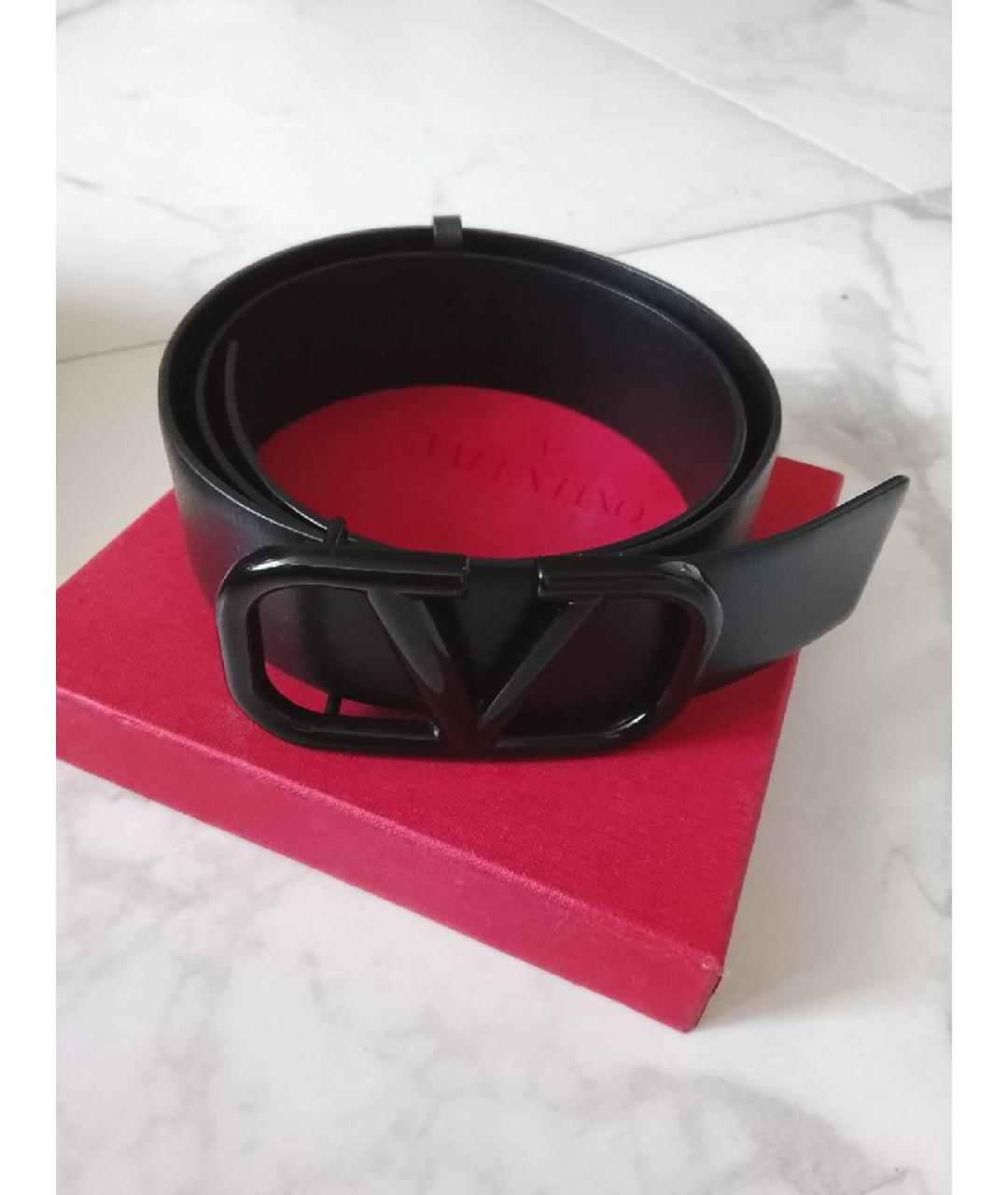 VALENTINO Черный кожаный ремень, фото 6