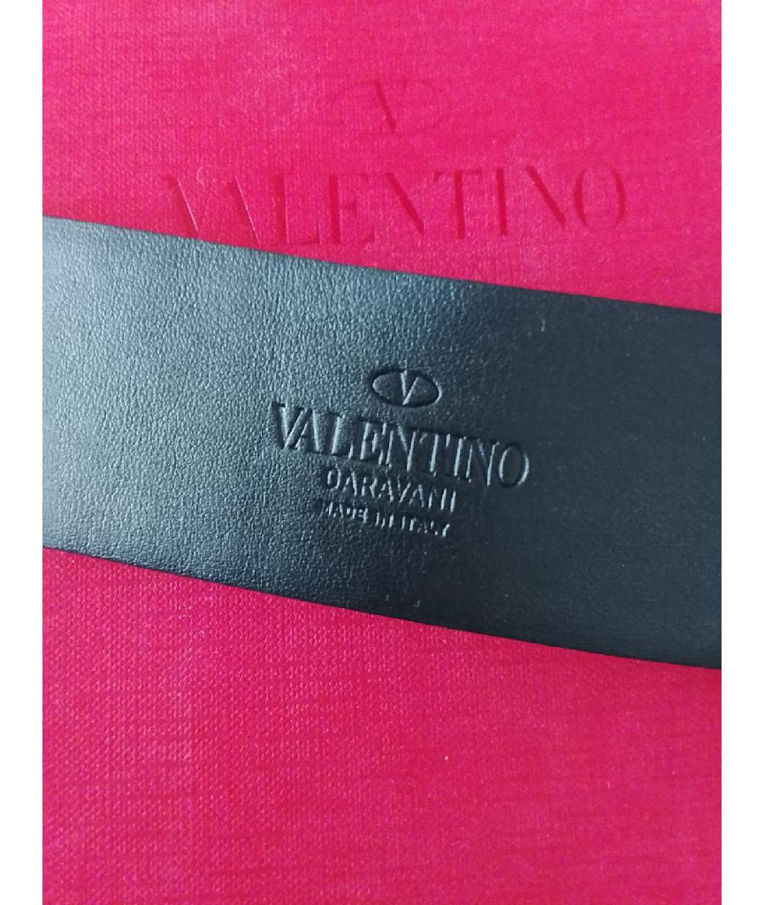 VALENTINO Черный кожаный ремень, фото 4