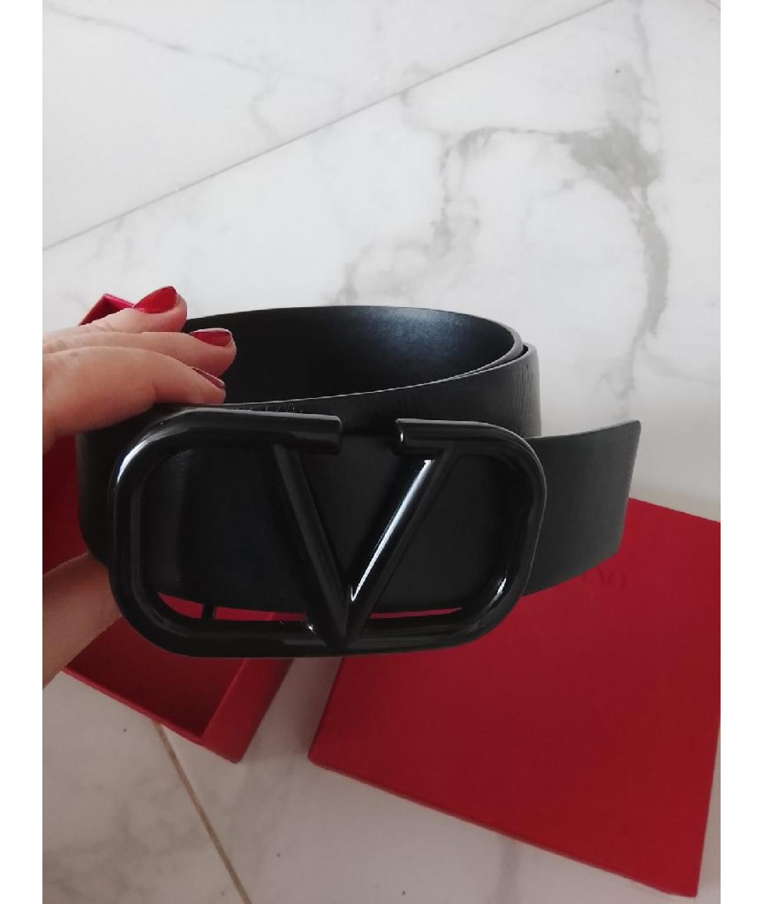 VALENTINO Черный кожаный ремень, фото 3