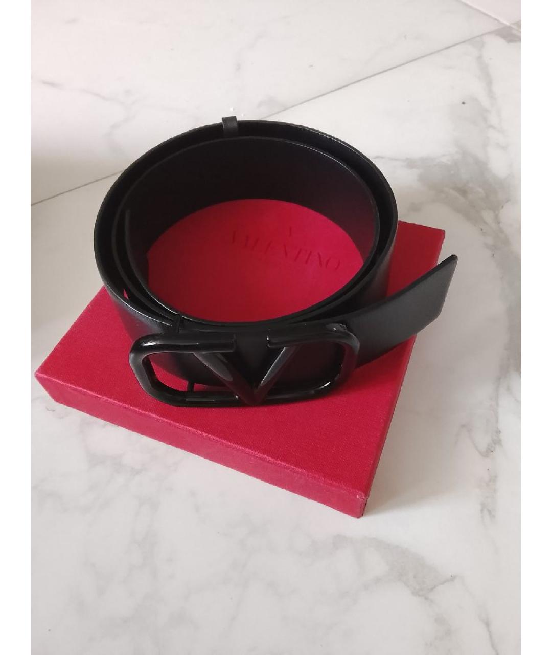 VALENTINO Черный кожаный ремень, фото 7