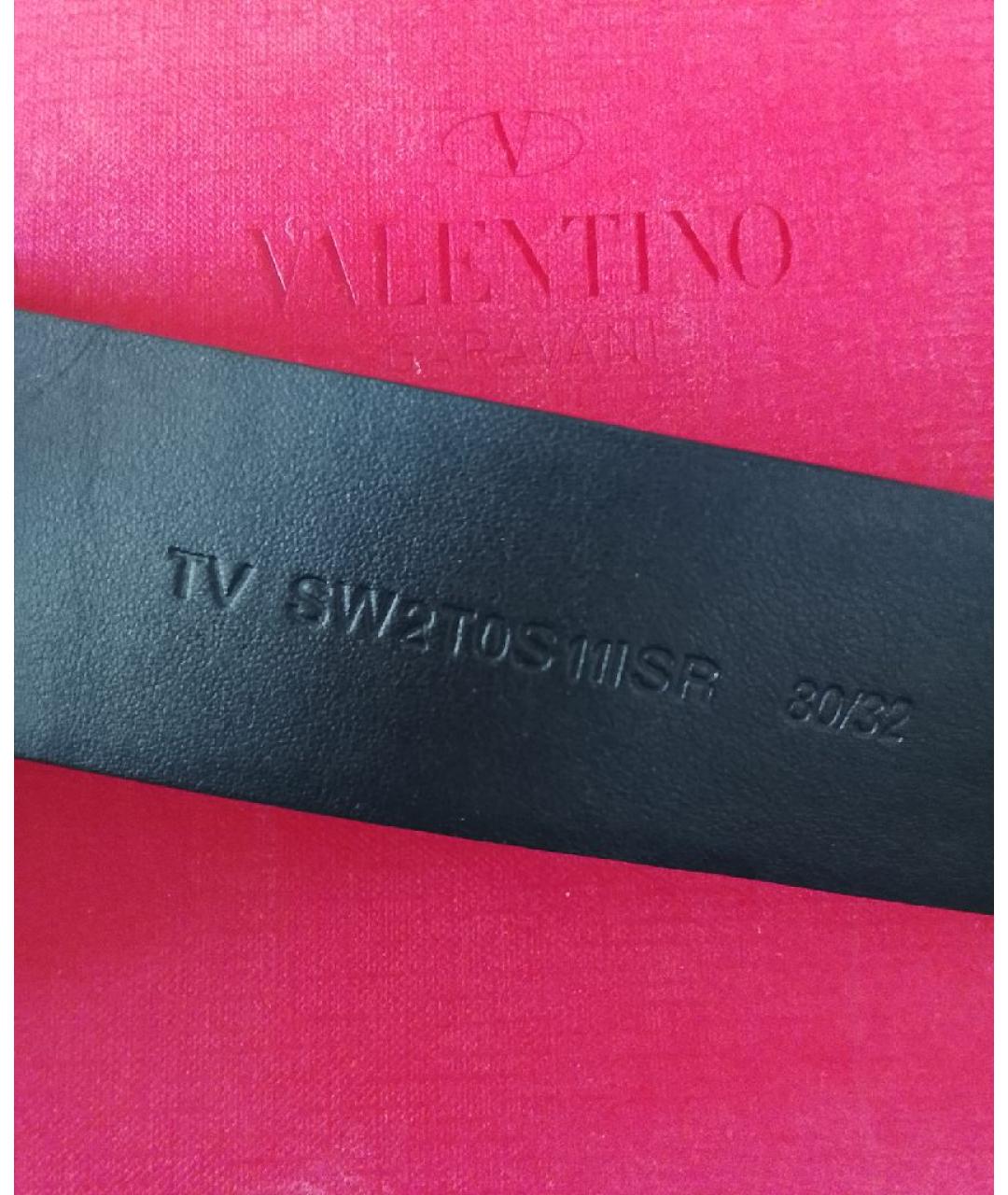 VALENTINO Черный кожаный ремень, фото 5