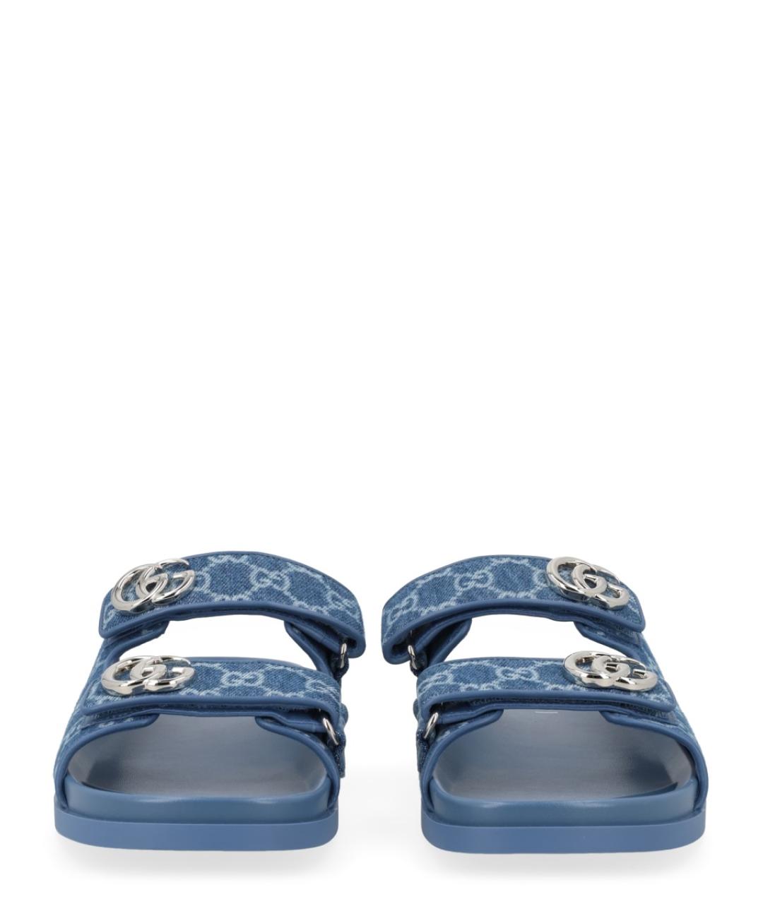 GUCCI Синие текстильные сандалии, фото 3