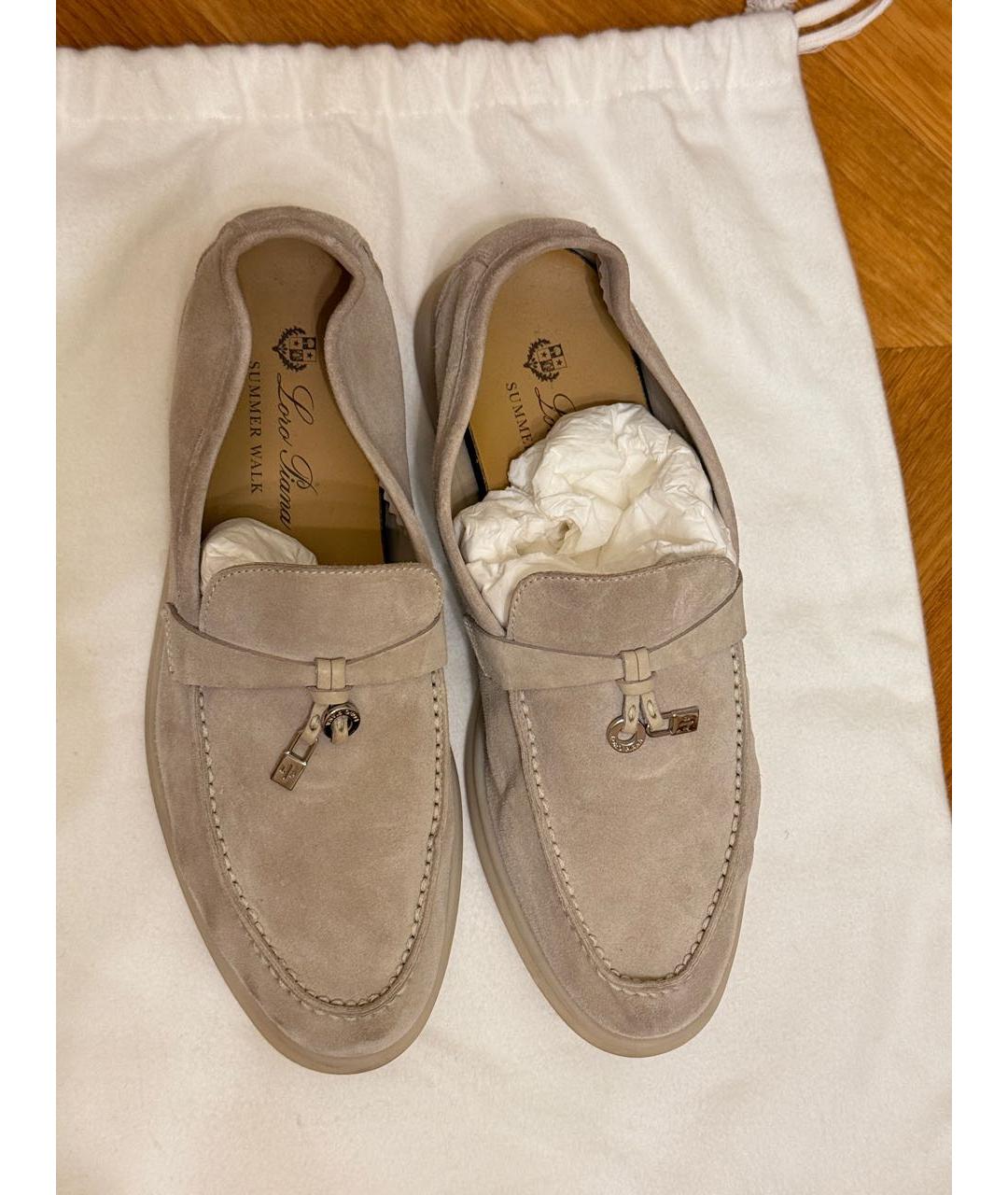 LORO PIANA Серые замшевые лоферы, фото 2