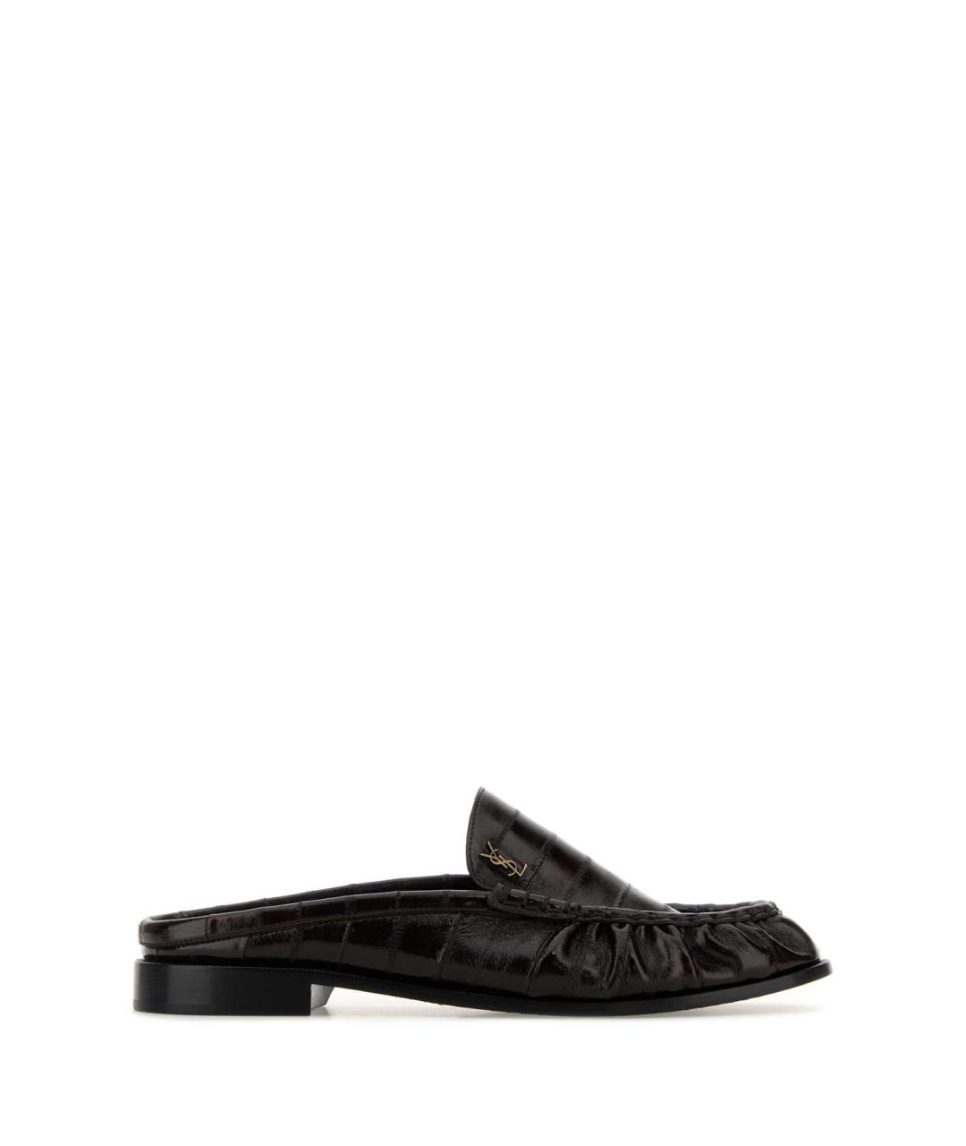 SAINT LAURENT Коричневые кожаные лоферы, фото 1