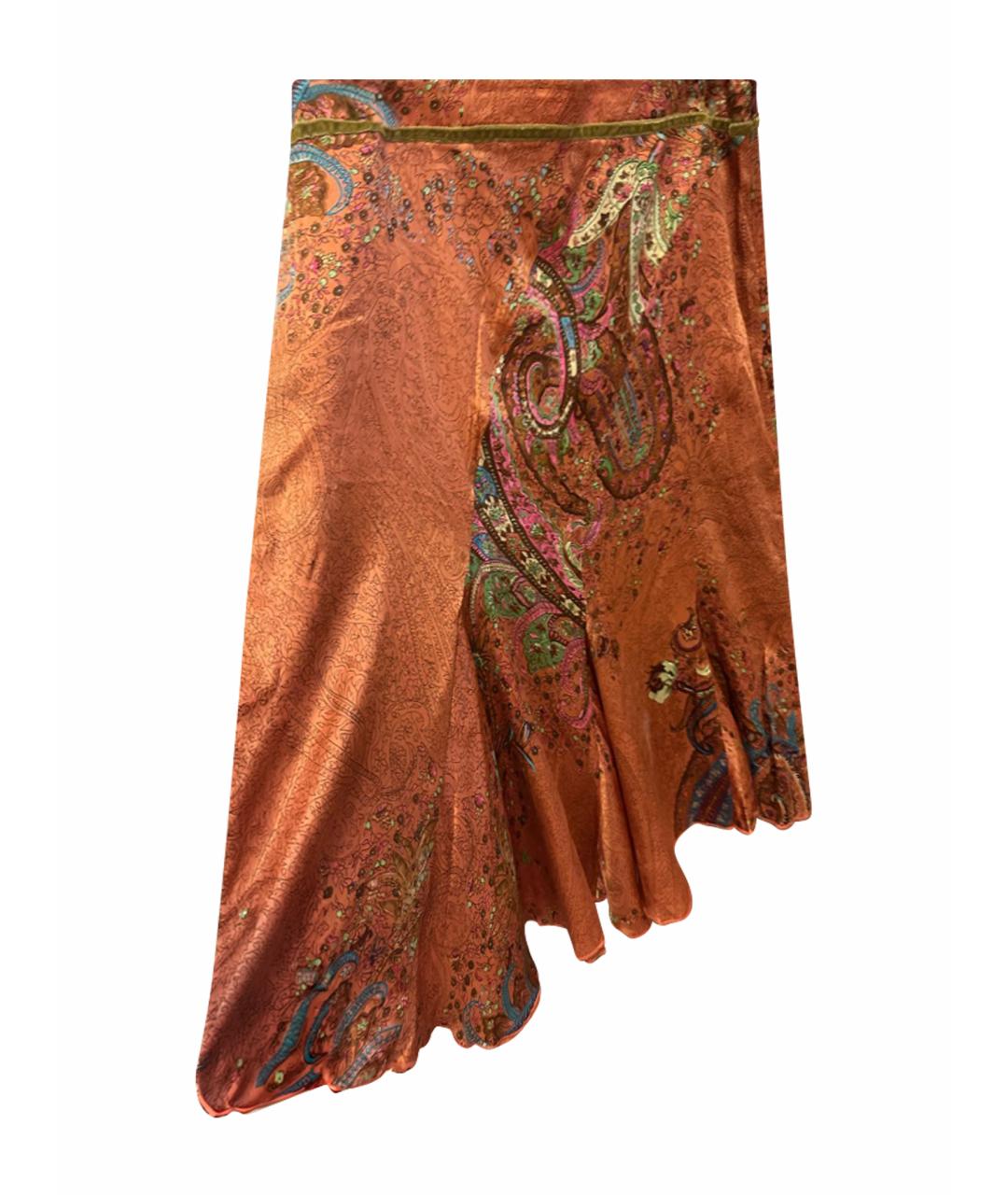 FRATELLI ROSSETTI Оранжевая шелковая юбка миди, фото 1