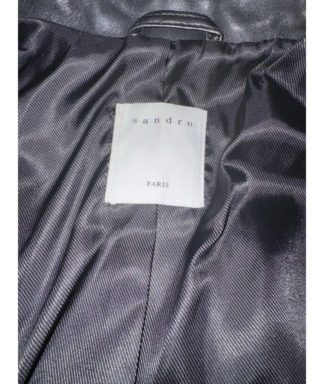 SANDRO Черная кожаная куртка, фото 4