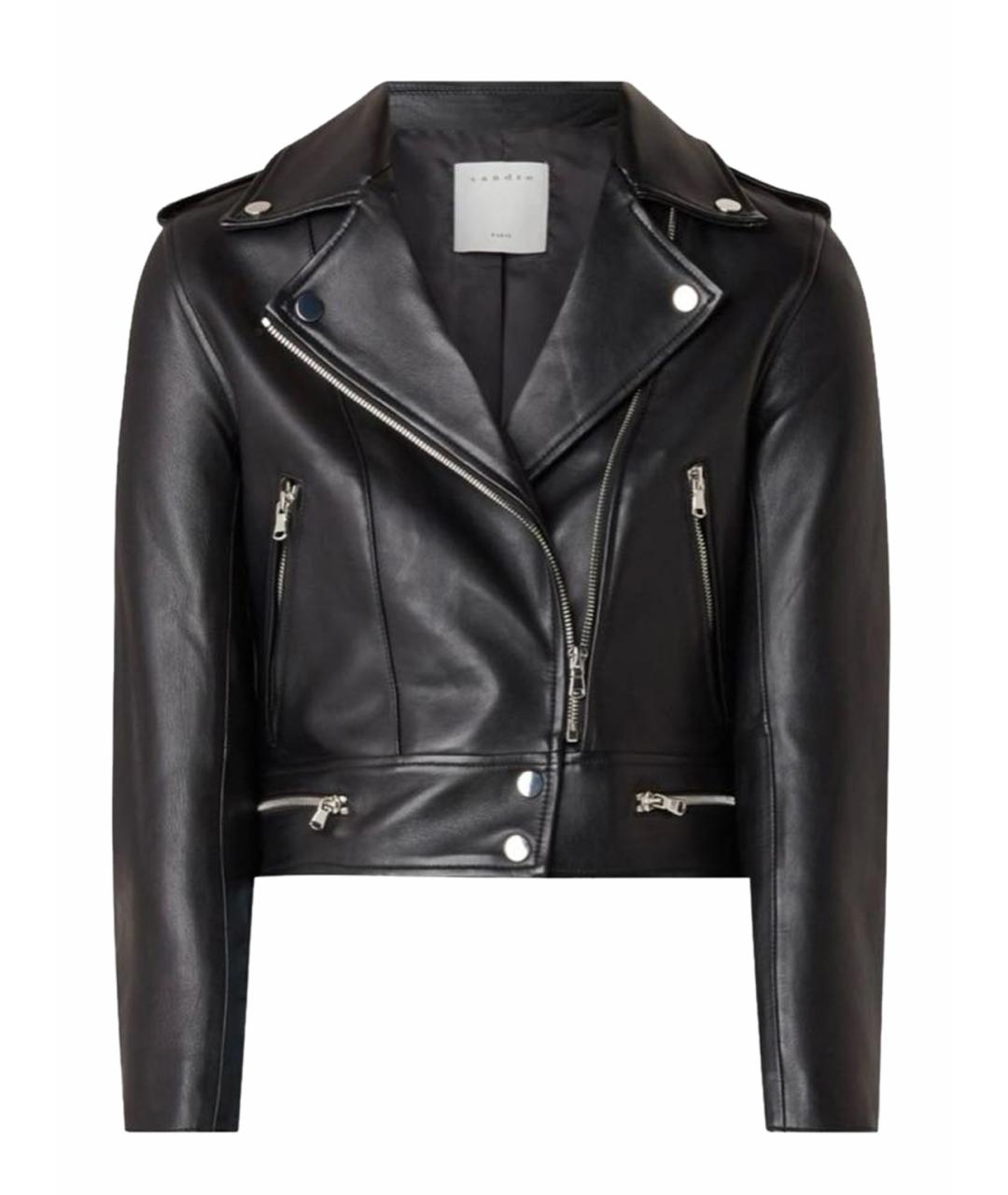 SANDRO Черная кожаная куртка, фото 1