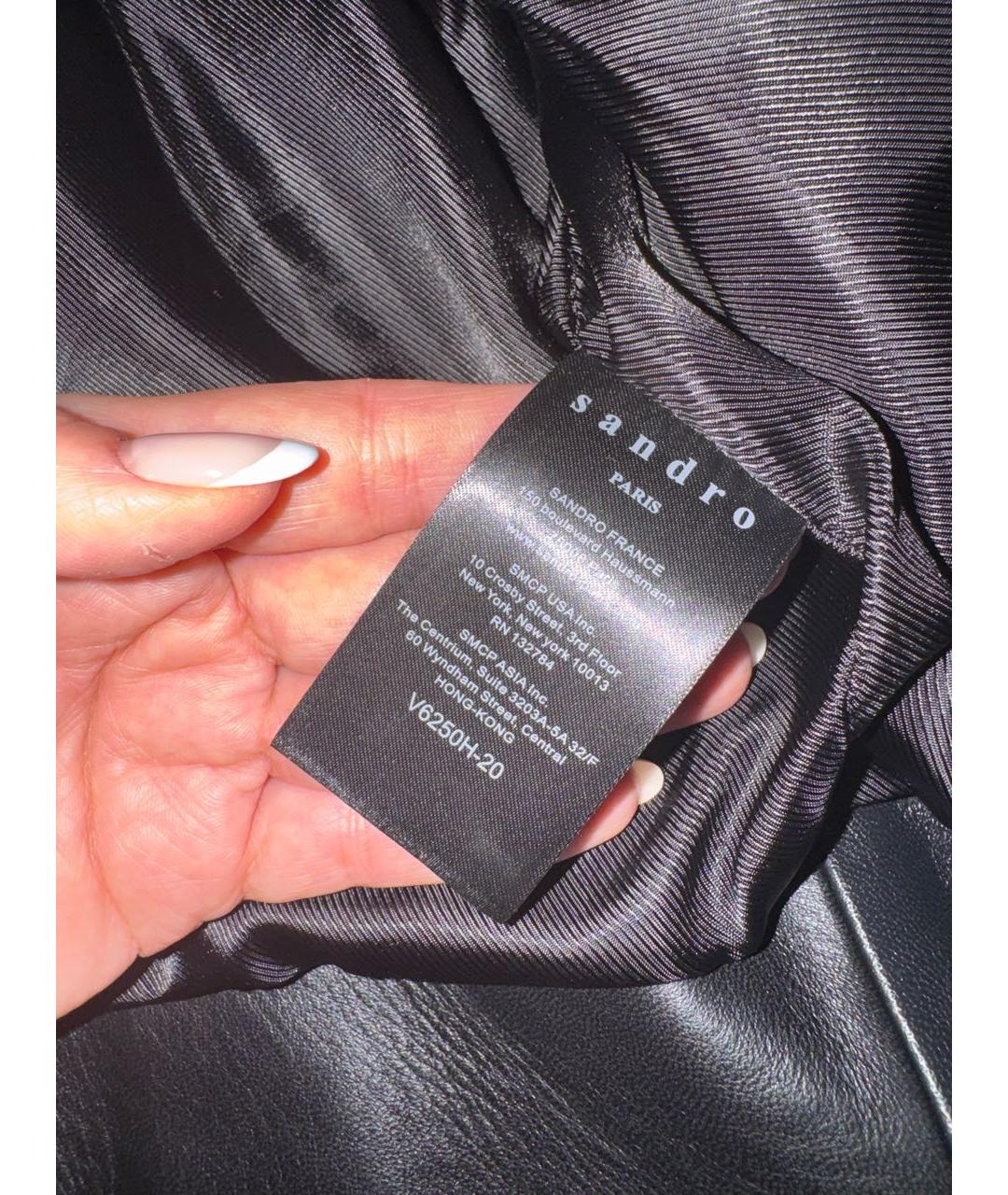 SANDRO Черная кожаная куртка, фото 3