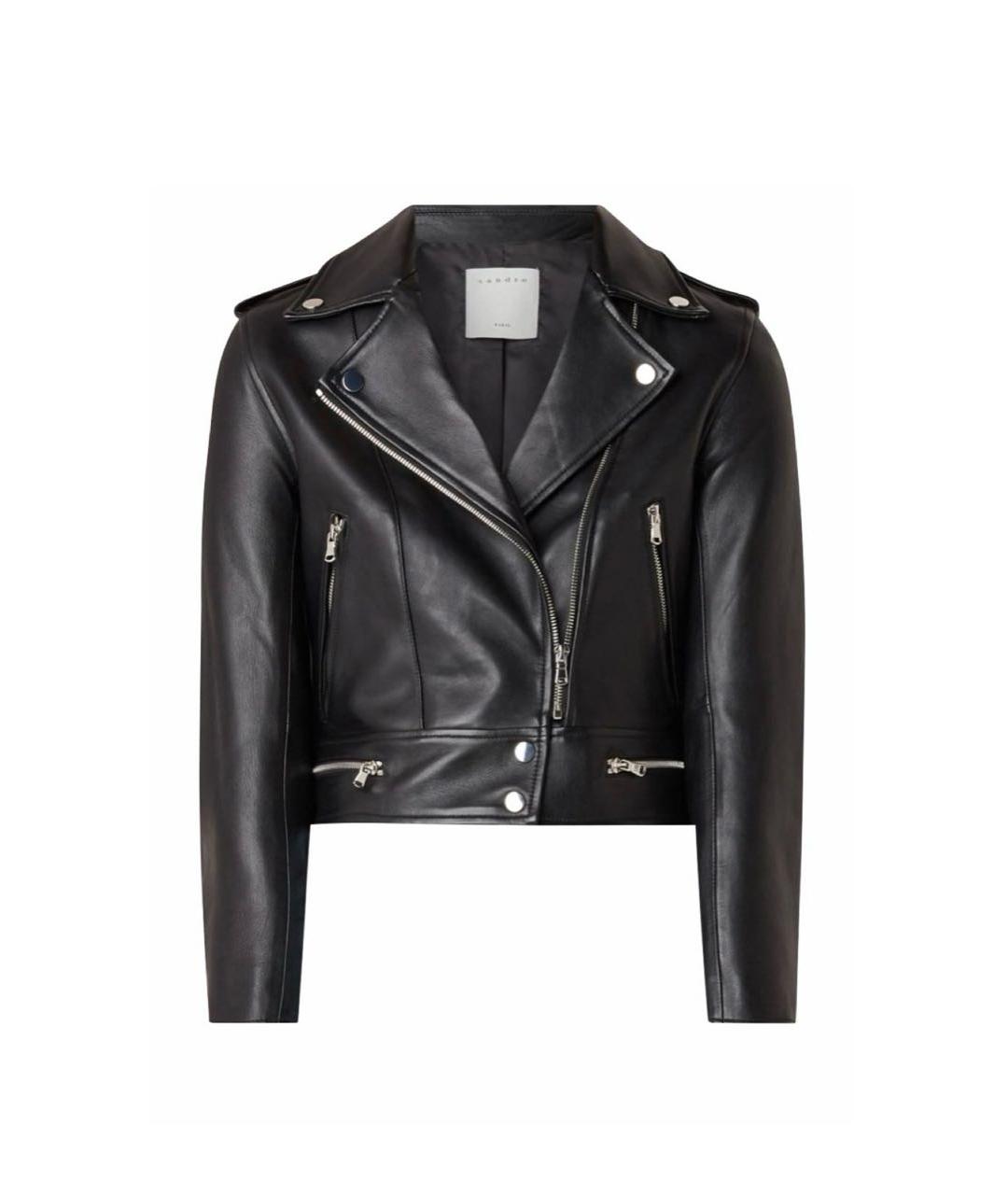 SANDRO Черная кожаная куртка, фото 4