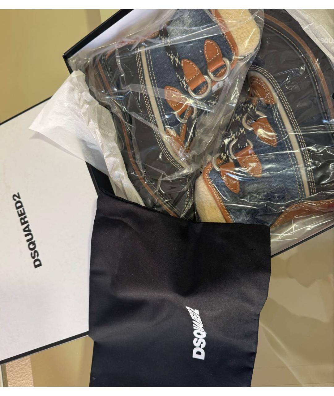 DSQUARED2 Темно-синие кожаные высокие ботинки, фото 2