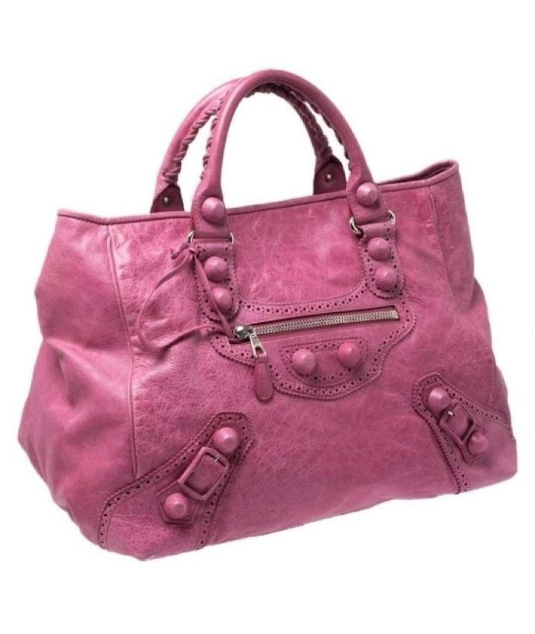 BALENCIAGA Фуксия кожаная сумка с короткими ручками, фото 2