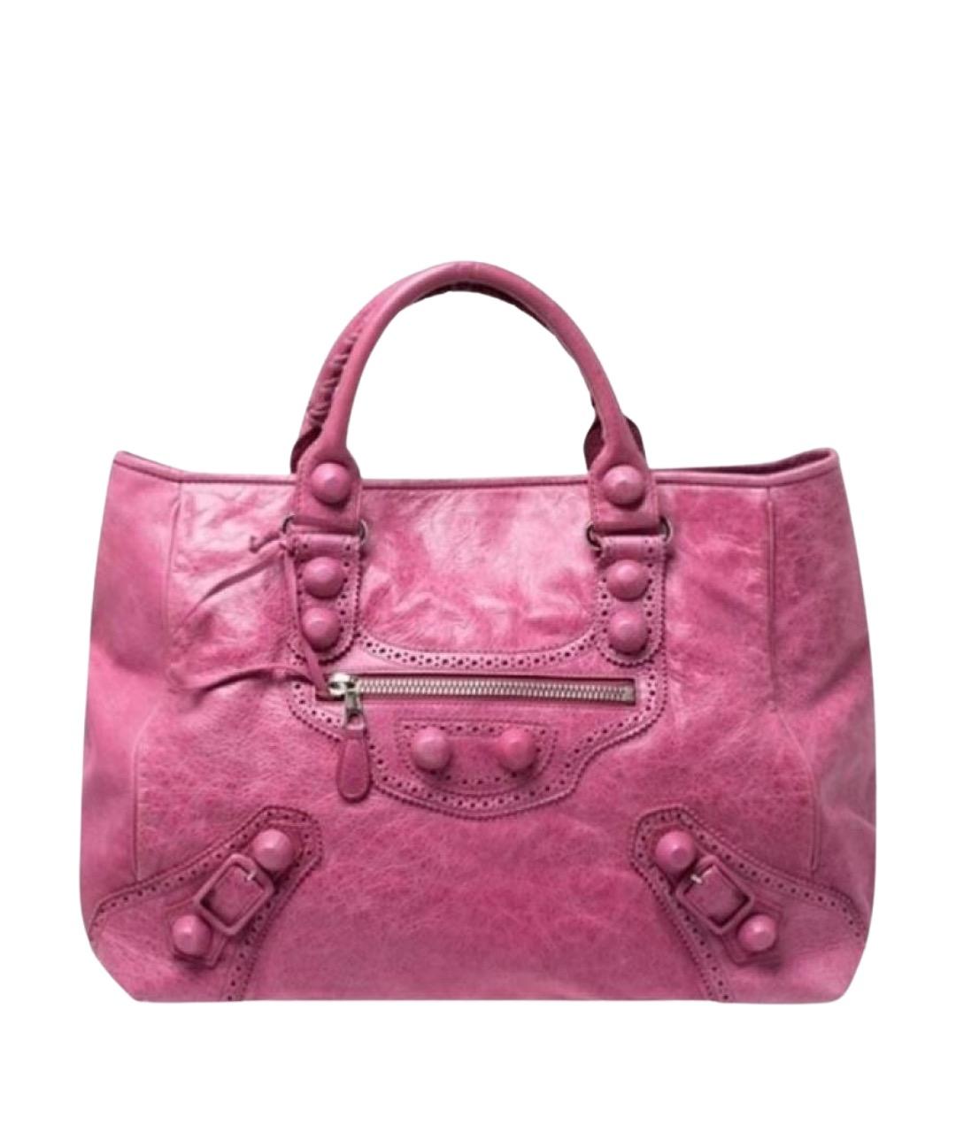 BALENCIAGA Фуксия кожаная сумка с короткими ручками, фото 1