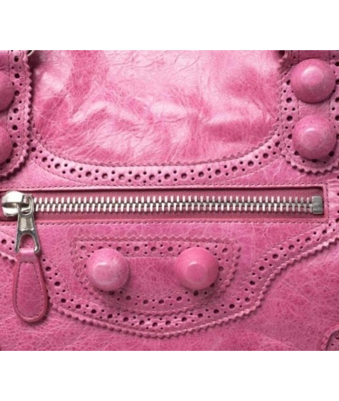 BALENCIAGA Фуксия кожаная сумка с короткими ручками, фото 4