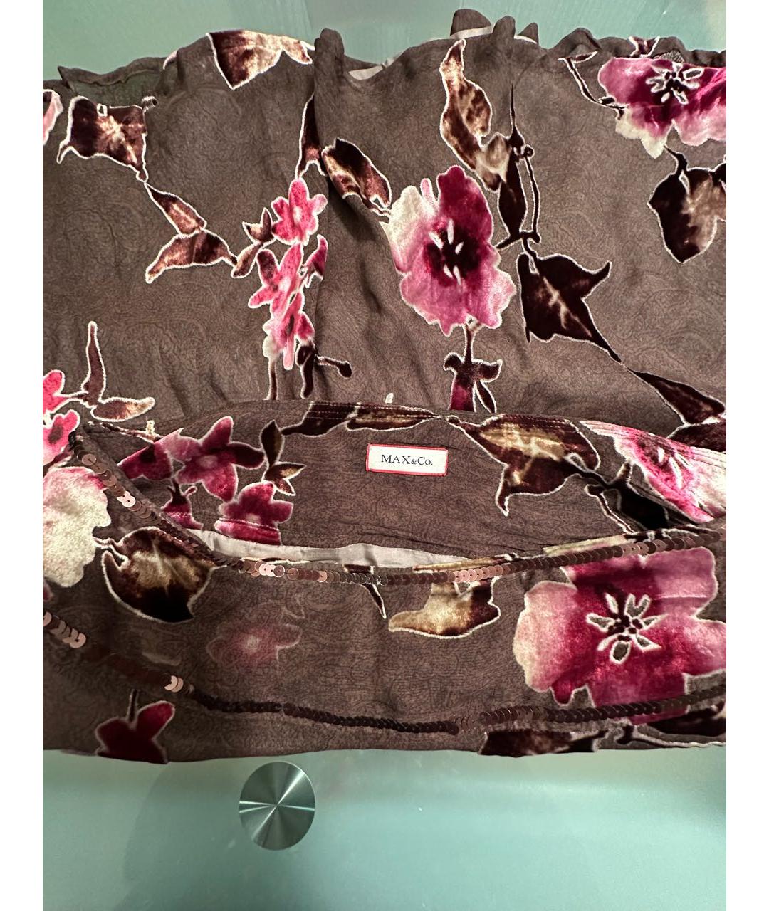 MAX&CO Коричневая бархатная юбка миди, фото 3