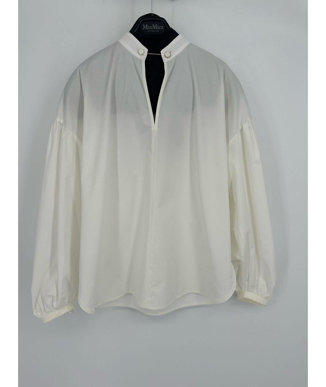 MAX MARA STUDIO Белая хлопковая блузы, фото 2