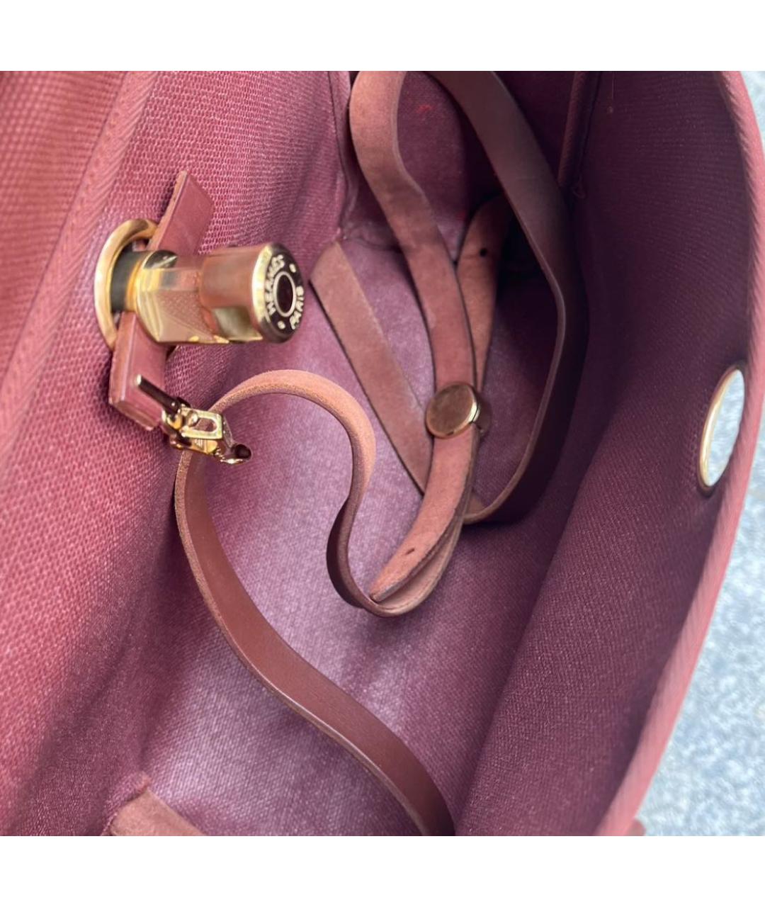 HERMES Бордовая тканевая сумка через плечо, фото 4
