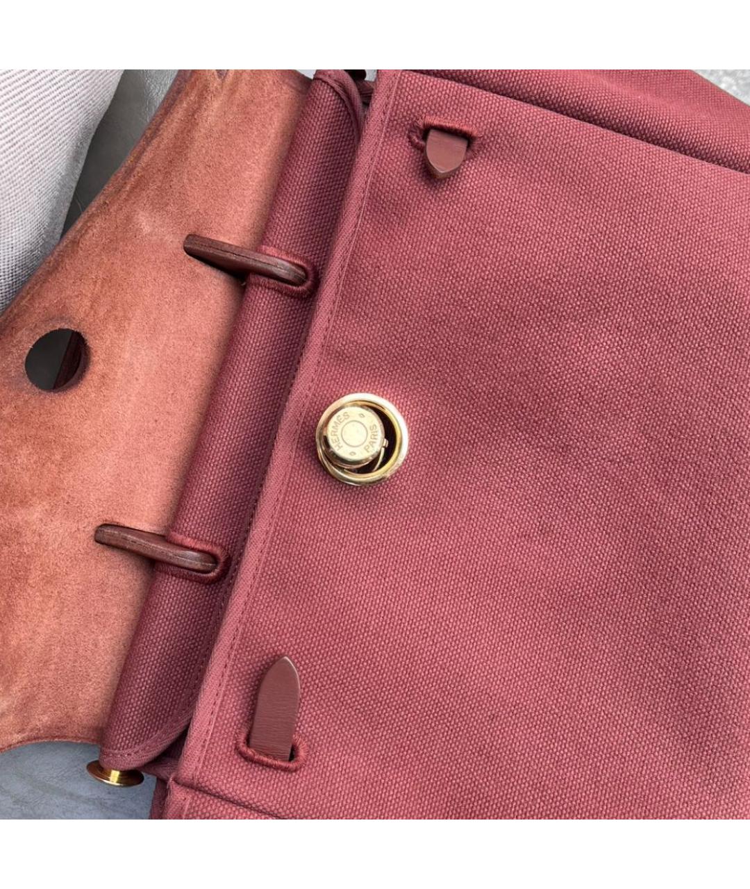 HERMES Бордовая тканевая сумка через плечо, фото 3