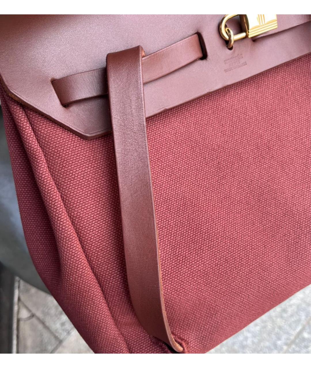 HERMES Бордовая тканевая сумка через плечо, фото 2