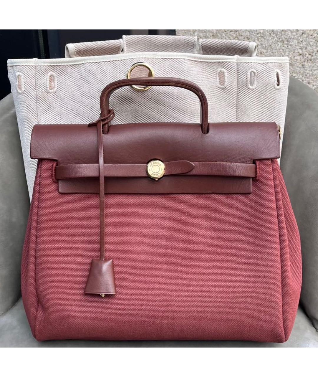 HERMES Бордовая тканевая сумка через плечо, фото 5