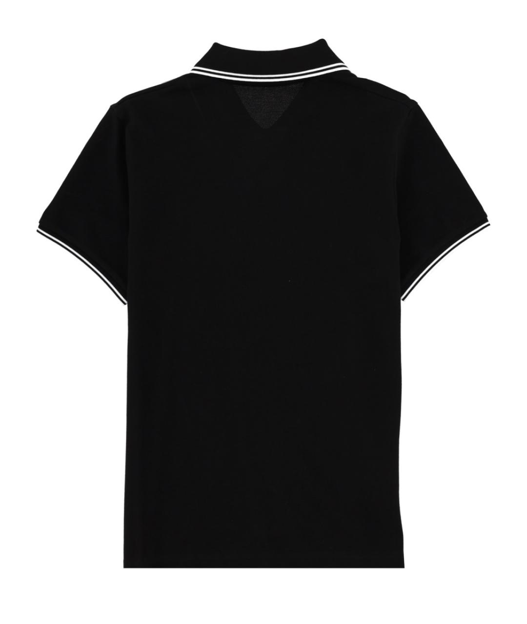 MONCLER Черное хлопковое поло с коротким рукавом, фото 2
