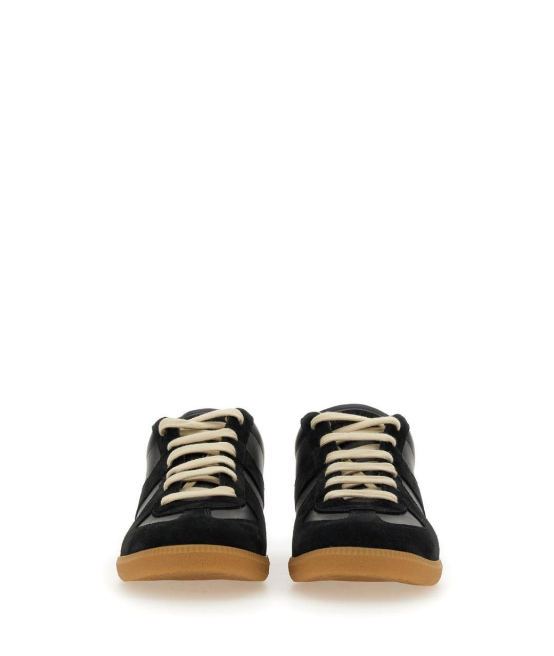 MAISON MARGIELA Черные кожаные низкие кроссовки / кеды, фото 6